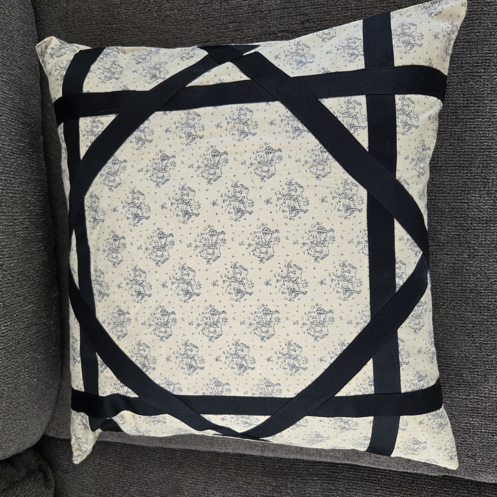 Elegant Black and Cream Decorative Pillow